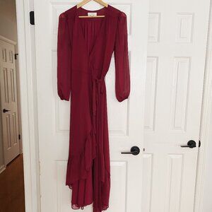 WAYF Ruffle Wrap Maxi Dress